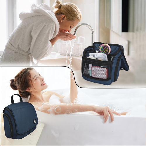 Sac de toilette suspendu Goloni avec crochet, grand sac à maquillage organisateur de voyage, sac cosmétique suspendu résistant à l'eau avec 10 compartiments pour femmes et hommes, rouge SUN N.