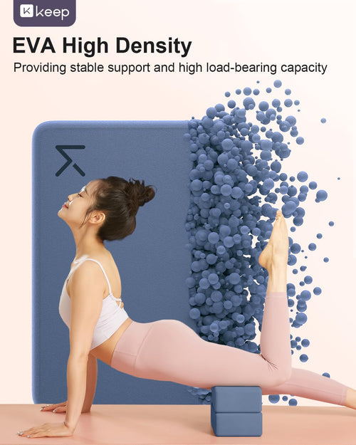 Bloc de Yoga KEEP, mousse EVA à haute densité, lot de 2 blocs de yoga avec surface texturée antidérapante, soutenant, léger - Idéal pour le yoga SUN N.