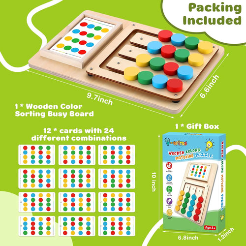 V-Opitos Jeux de Puzzle d'Association de Couleurs, Jeu d'Éveil Montessori pour Enfants de 3, 4, 5, 6, 7 Ans, Jouets pour Voyage en Voiture pour Garçons et Filles, Jeux Portables pour le Voyage, Cadeaux Idéaux pour Noël et Anniversaire SUN N.