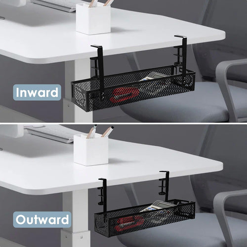 Gestion des câbles, gestion des câbles sous bureau de 25'' sans perçage, organiseur de câbles en métal avec pince pour bureau assis-debout, organiseur de câbles pour bureau à domicile, noir SUN N.