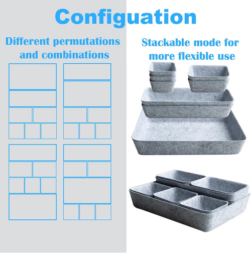 Ensemble de 8 organiseurs de tiroirs modulaires en feutre - Compatible avec Alex SUN N.