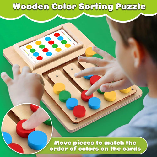 V-Opitos Jeux de Puzzle d'Association de Couleurs, Jeu d'Éveil Montessori pour Enfants de 3, 4, 5, 6, 7 Ans, Jouets pour Voyage en Voiture pour Garçons et Filles, Jeux Portables pour le Voyage, Cadeaux Idéaux pour Noël et Anniversaire SUN N.
