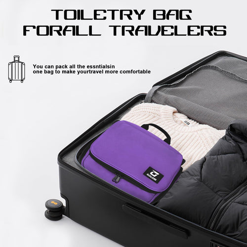 Sac de toilette suspendu Goloni avec crochet, grand sac à maquillage organisateur de voyage, sac cosmétique suspendu résistant à l'eau avec 10 compartiments pour femmes et hommes, rouge SUN N.