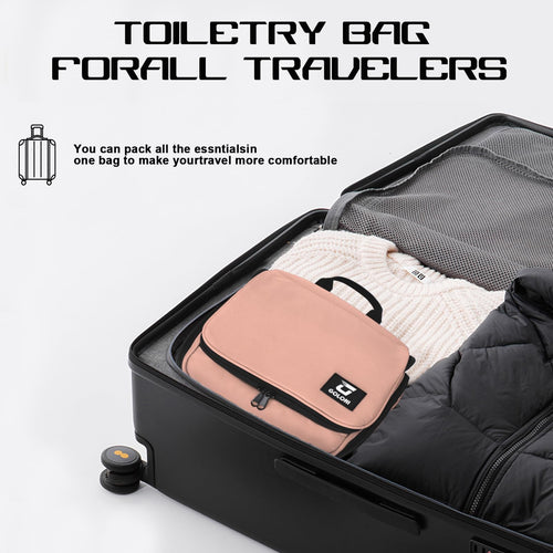 Sac de toilette suspendu Goloni avec crochet, grand sac à maquillage organisateur de voyage, sac cosmétique suspendu résistant à l'eau avec 10 compartiments pour femmes et hommes, rouge SUN N.