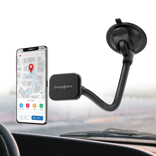 Support de téléphone réglable CHARGEWORX pour pare-brise de voiture, support de téléphone portable avec col de cygne flexible de 14,75", ventouse, pince antidérapante, rotation à 360 degrés pour iPhone et Samsung SUN N.
