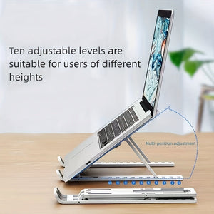 Support d'ordinateur portable à fourche unique pliable surélevable avec base de refroidissement, support de bureau pour tablette portable compatible avec tous les ordinateurs portables, matériau ABS, dix niveaux réglables SUN N.