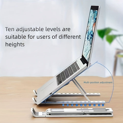 Support d'ordinateur portable à fourche unique pliable surélevable avec base de refroidissement, support de bureau pour tablette portable compatible avec tous les ordinateurs portables, matériau ABS, dix niveaux réglables SUN N.