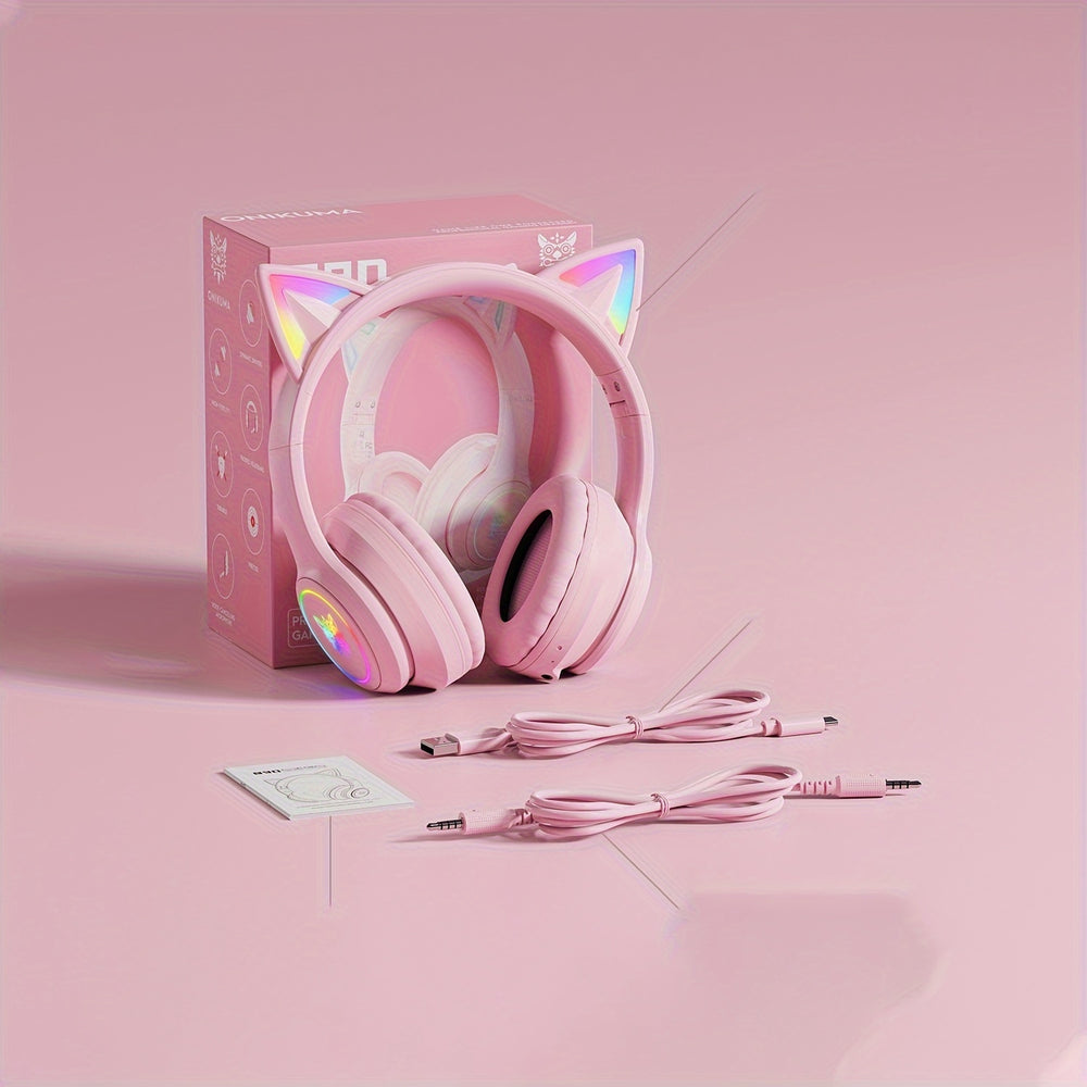 Casque gaming ONIKUMA avec oreilles de chat - Bluetooth, réduction de bruit, son haute qualité