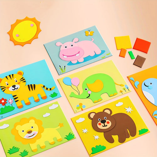 Lot de 10 autocollants 3D pour enfants - Formes d'animaux en EVA SUN N.