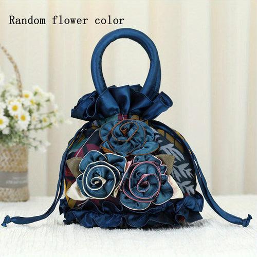 Sac à main à cordon avec décor floral, petit sac de soirée tendance, sac simple pour téléphone, mignon sac seau SUN N.