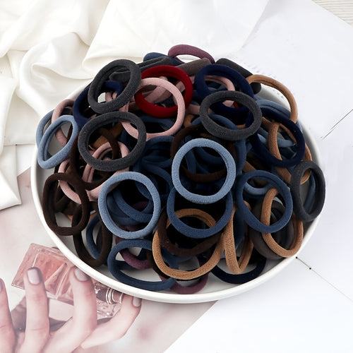 Elastic Hair Ties Set 50pcs Ponytail Holders Solid Color Hair Accessories