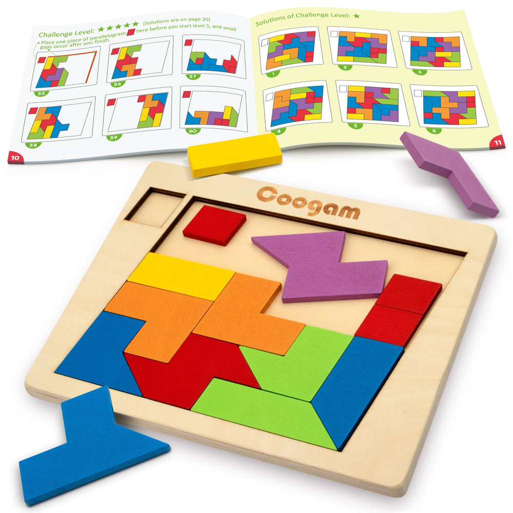Puzzle Tangram Coogam en bois - 60 défis STEM pour tous les âges SUN N.