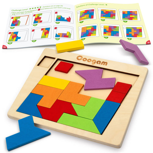 Puzzle Tangram Coogam en bois - 60 défis STEM pour tous les âges SUN N.