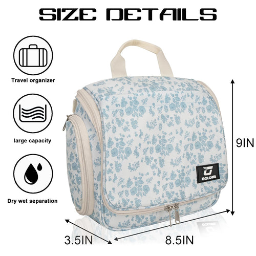Sac de toilette suspendu Goloni avec crochet, grand sac à maquillage organisateur de voyage, sac cosmétique suspendu résistant à l'eau avec 10 compartiments pour femmes et hommes, rouge SUN N.