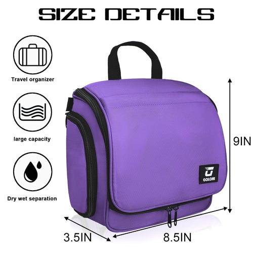 Sac de toilette suspendu Goloni avec crochet, grand sac à maquillage organisateur de voyage, sac cosmétique suspendu résistant à l'eau avec 10 compartiments pour femmes et hommes, rouge SUN N.