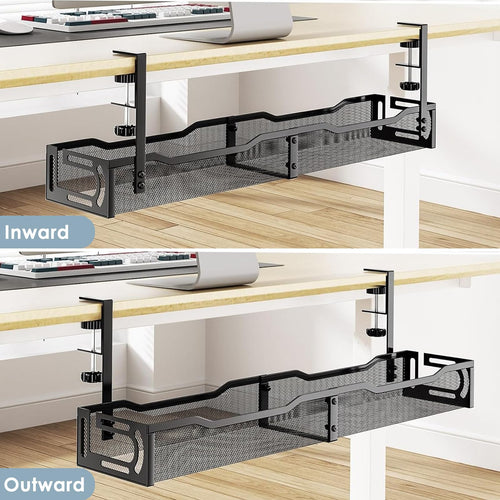 Gestion des câbles, gestion des câbles sous bureau de 25'' sans perçage, organiseur de câbles en métal avec pince pour bureau assis-debout, organiseur de câbles pour bureau à domicile, noir SUN N.