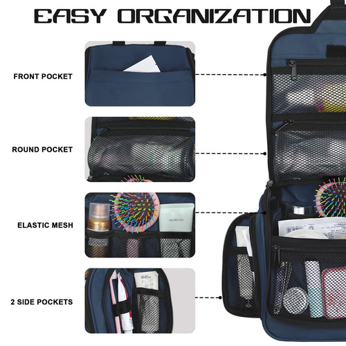 Sac de toilette suspendu Goloni avec crochet, grand sac à maquillage organisateur de voyage, sac cosmétique suspendu résistant à l'eau avec 10 compartiments pour femmes et hommes, rouge SUN N.