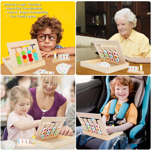 Jouets d'apprentissage Montessori Puzzle à glissière Jeu de logique d'association de couleurs et de formes Jouets éducatifs en bois pour enfants garçons et filles âgés de 3, 4, 5, 6, 7 ans Jouet d'avion pour voyager Cadeaux d'anniversaire SUN N.