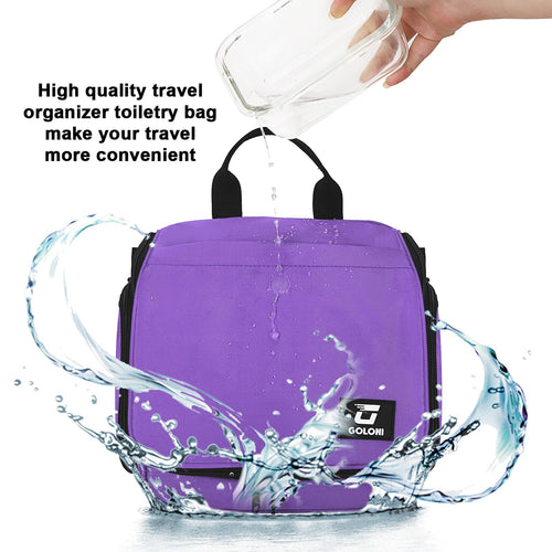 Sac de toilette suspendu Goloni avec crochet, grand sac à maquillage organisateur de voyage, sac cosmétique suspendu résistant à l'eau avec 10 compartiments pour femmes et hommes, rouge SUN N.