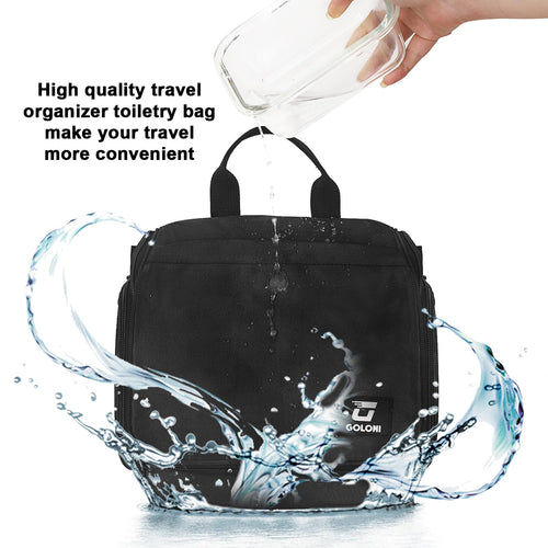 Sac de toilette suspendu Goloni avec crochet, grand sac à maquillage organisateur de voyage, sac cosmétique suspendu résistant à l'eau avec 10 compartiments pour femmes et hommes, rouge SUN N.