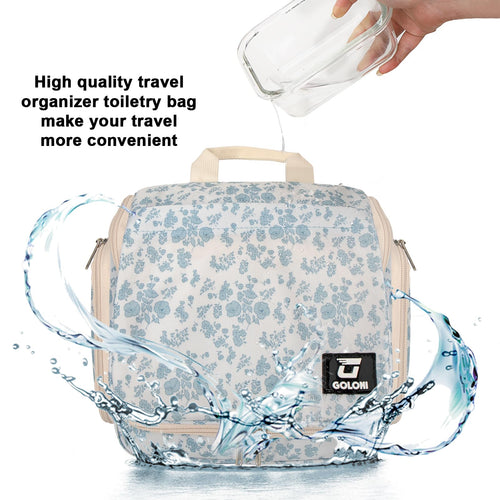 Sac de toilette suspendu Goloni avec crochet, grand sac à maquillage organisateur de voyage, sac cosmétique suspendu résistant à l'eau avec 10 compartiments pour femmes et hommes, rouge SUN N.