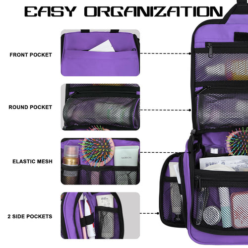 Sac de toilette suspendu Goloni avec crochet, grand sac à maquillage organisateur de voyage, sac cosmétique suspendu résistant à l'eau avec 10 compartiments pour femmes et hommes, rouge SUN N.