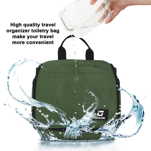 Sac de toilette suspendu Goloni avec crochet, grand sac à maquillage organisateur de voyage, sac cosmétique suspendu résistant à l'eau avec 10 compartiments pour femmes et hommes, rouge SUN N.