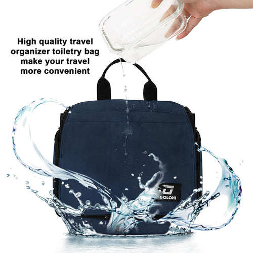 Sac de toilette suspendu Goloni avec crochet, grand sac à maquillage organisateur de voyage, sac cosmétique suspendu résistant à l'eau avec 10 compartiments pour femmes et hommes, rouge SUN N.