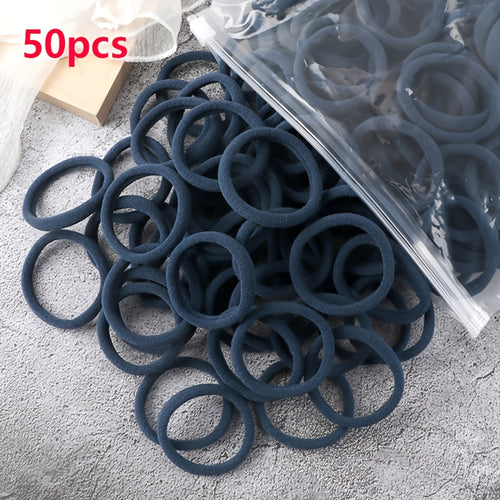 Elastic Hair Ties Set 50pcs Ponytail Holders Solid Color Hair Accessories