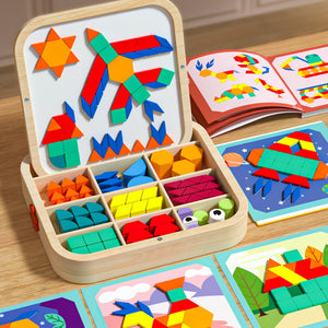 Jouet magnétique géométrique 288 pièces - Puzzle éducatif en bois SUN N.