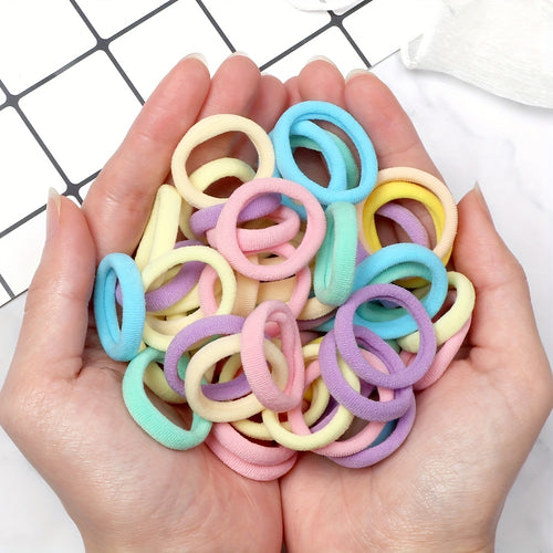 Elastic Hair Ties Set 50pcs Ponytail Holders Solid Color Hair Accessories