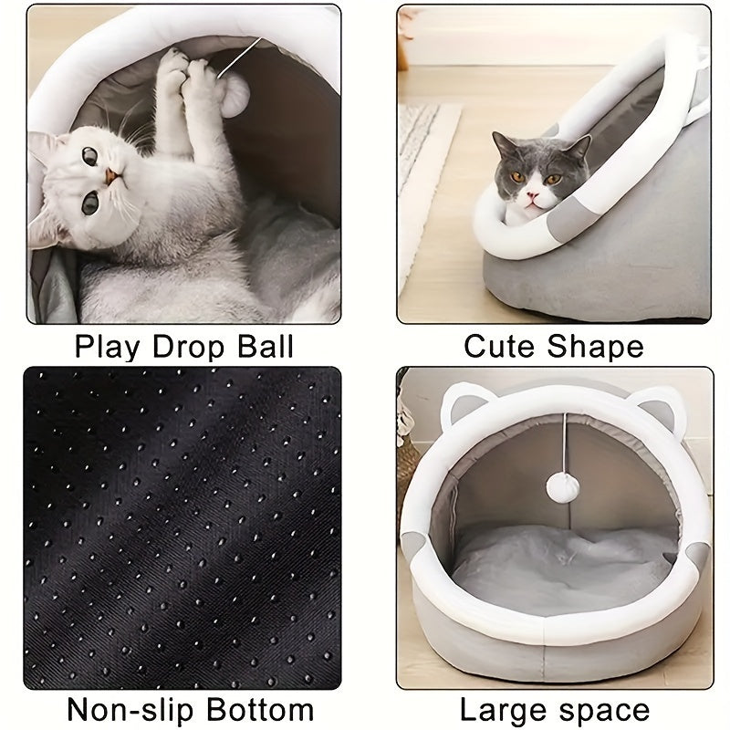 Maison de lit pour chat avec tente et jouets suspendus - Style classique SUN N.