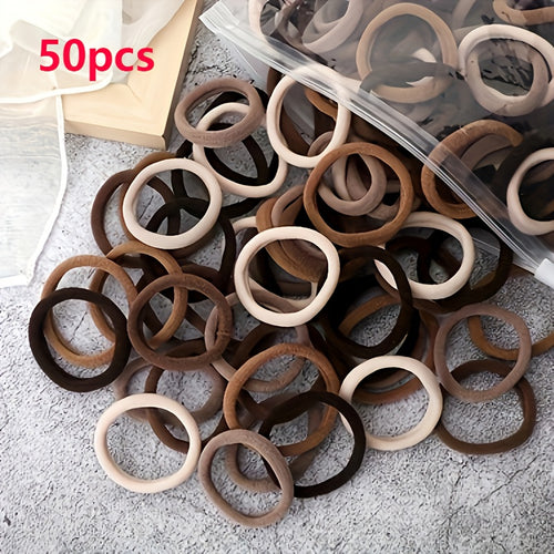 Elastic Hair Ties Set 50pcs Ponytail Holders Solid Color Hair Accessories
