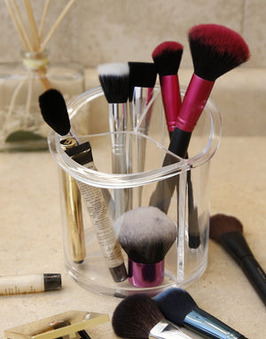 BINO La Triade' Organisateur de maquillage et bijoux en acrylique à 3 compartiments, support de beauté cosmétique clair et transparent, transparent SUN N.