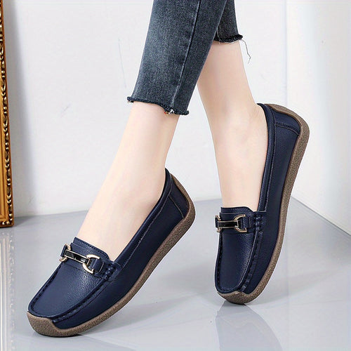 Mocassins noirs femme à enfiler - Semelle TPR antidérapante, ballerines confort quotidien