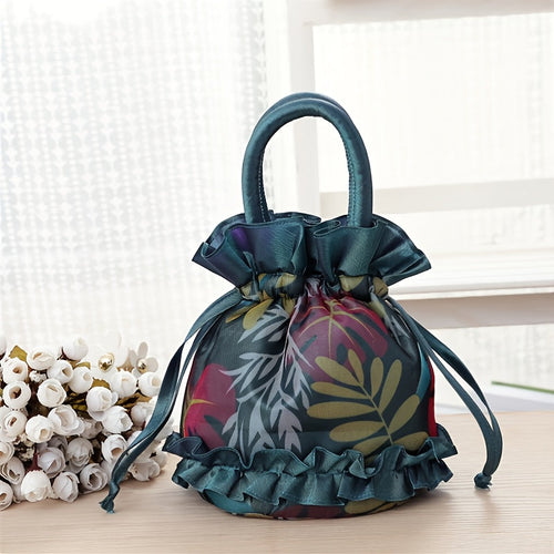 Sac à main à cordon avec décor floral, petit sac de soirée tendance, sac simple pour téléphone, mignon sac seau SUN N.