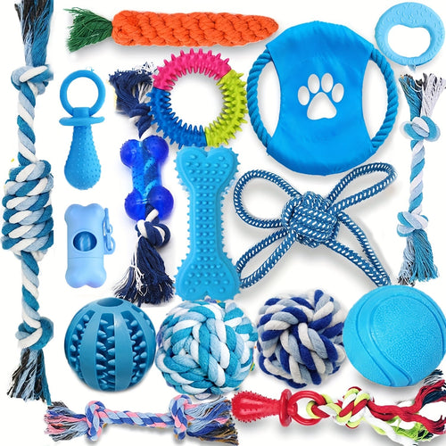 Lot de 17 jouets pour chiots - Jouets à mâcher et balle interactive SUN N.