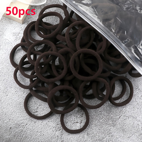 Elastic Hair Ties Set 50pcs Ponytail Holders Solid Color Hair Accessories