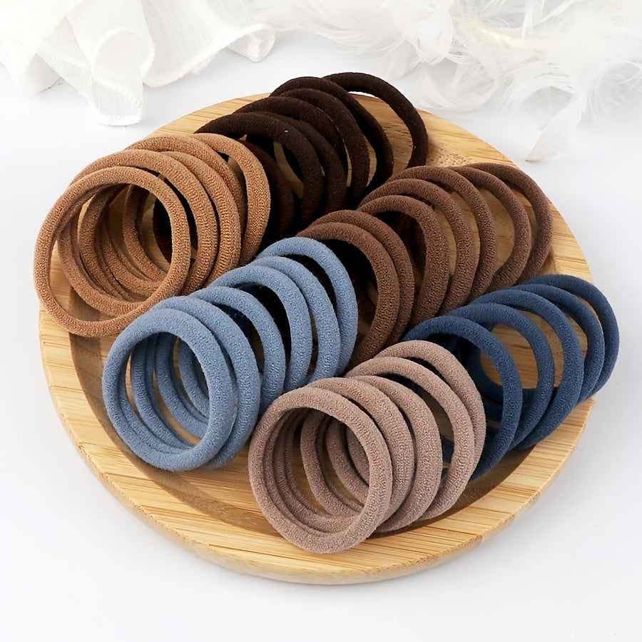 Elastic Hair Ties Set 50pcs Ponytail Holders Solid Color Hair Accessories