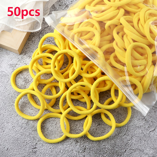 Elastic Hair Ties Set 50pcs Ponytail Holders Solid Color Hair Accessories