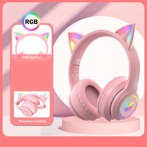 Casque gaming ONIKUMA avec oreilles de chat - Bluetooth, réduction de bruit, son haute qualité