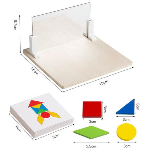 Jouet Puzzle miroir Montessori pour enfants, jouets éducatifs précoces en bois, pensée logique, entraînement spatial, jeu de cerveau, jouet de voyage, cadeaux SUN N.