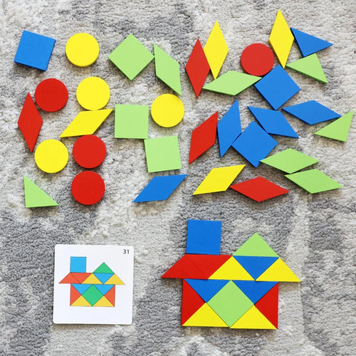 Jouet Puzzle miroir Montessori pour enfants, jouets éducatifs précoces en bois, pensée logique, entraînement spatial, jeu de cerveau, jouet de voyage, cadeaux SUN N.
