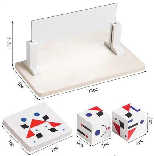Jouet Puzzle miroir Montessori pour enfants, jouets éducatifs précoces en bois, pensée logique, entraînement spatial, jeu de cerveau, jouet de voyage, cadeaux SUN N.