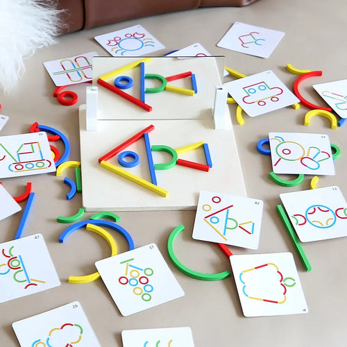 Jouet Puzzle miroir Montessori pour enfants, jouets éducatifs précoces en bois, pensée logique, entraînement spatial, jeu de cerveau, jouet de voyage, cadeaux SUN N.