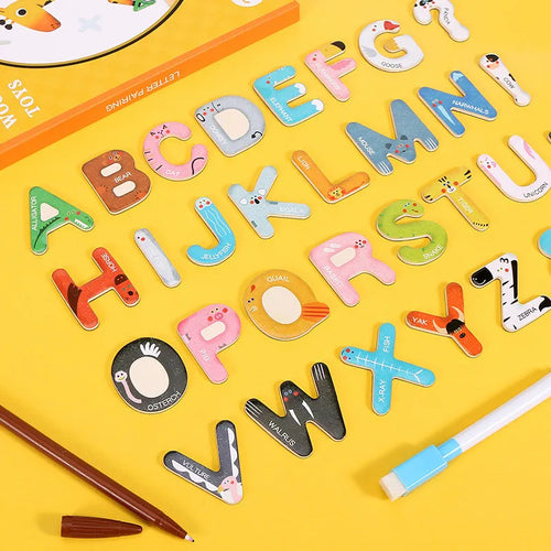 Jeu Montessori en Bois – 26 Lettres Magnétiques et Livre d'Apprentissage SUN N.