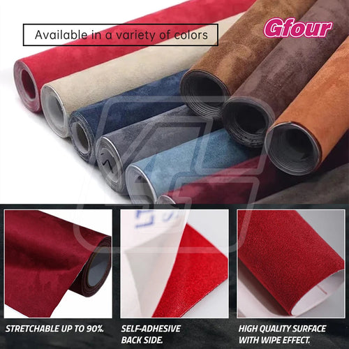 Film vinyle effet velours rouge pour voiture - Rouleau 1,52m x 15m SUN N.