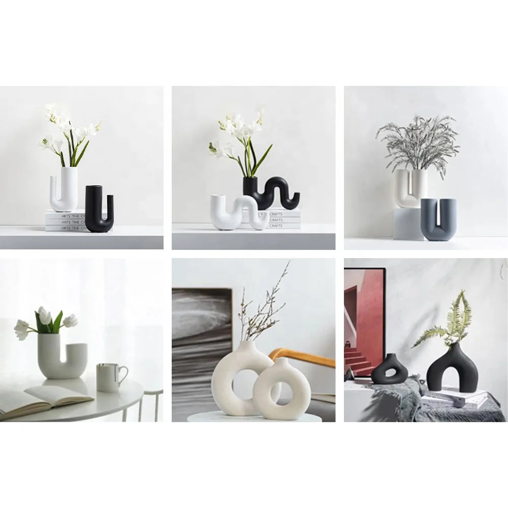 Vase en céramique minimaliste en forme de U SUN N.