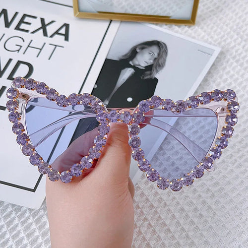 Lunettes de soleil cœur strass - Grande monture UV400 pour femmes SUN N.