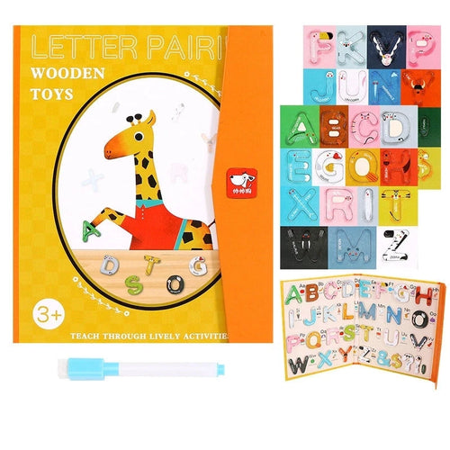 Jeu Montessori en Bois – 26 Lettres Magnétiques et Livre d'Apprentissage SUN N.